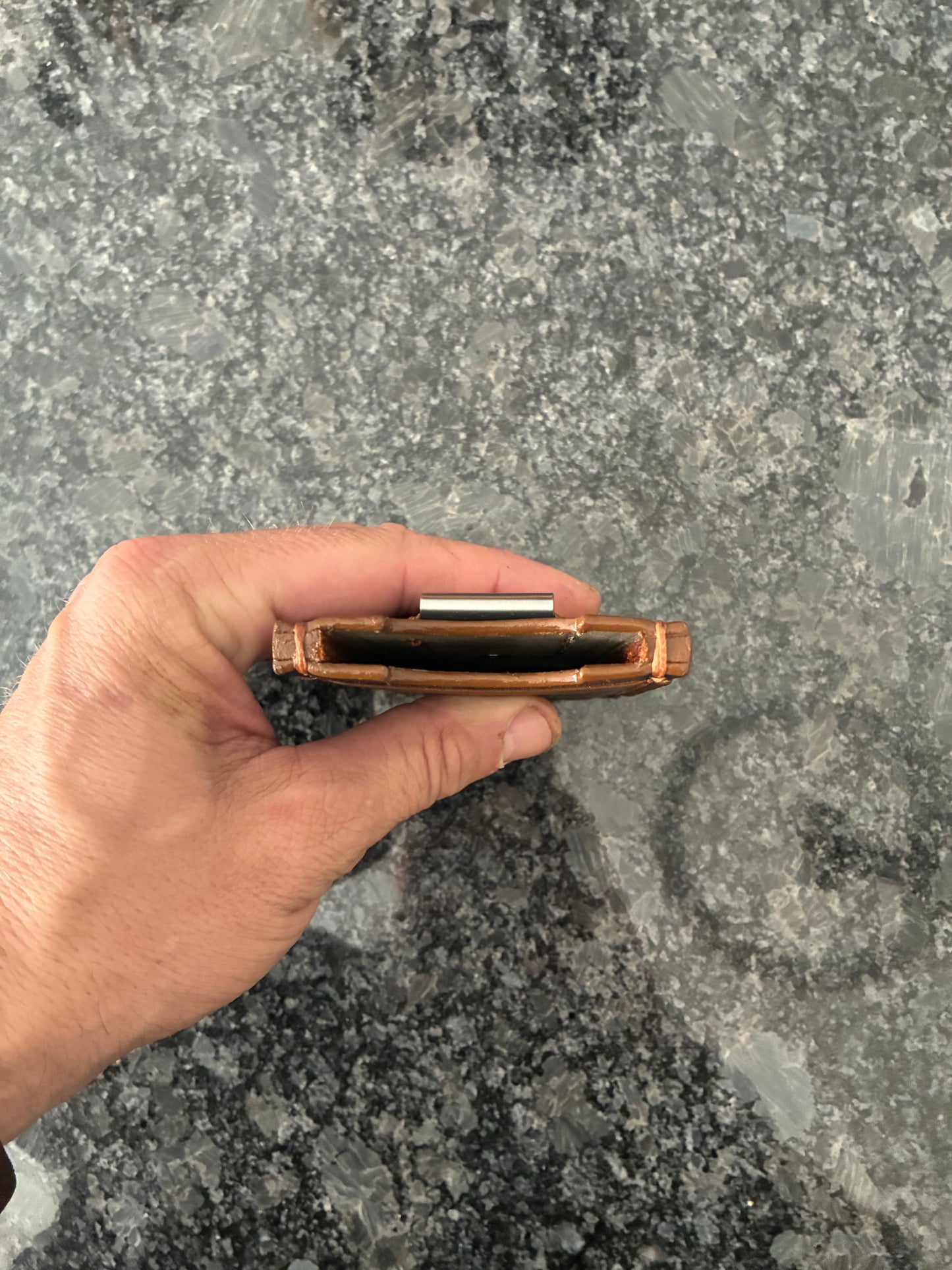 Crazy Horse water buffalo leather minimalist/money clip wallet with RFID blokcer