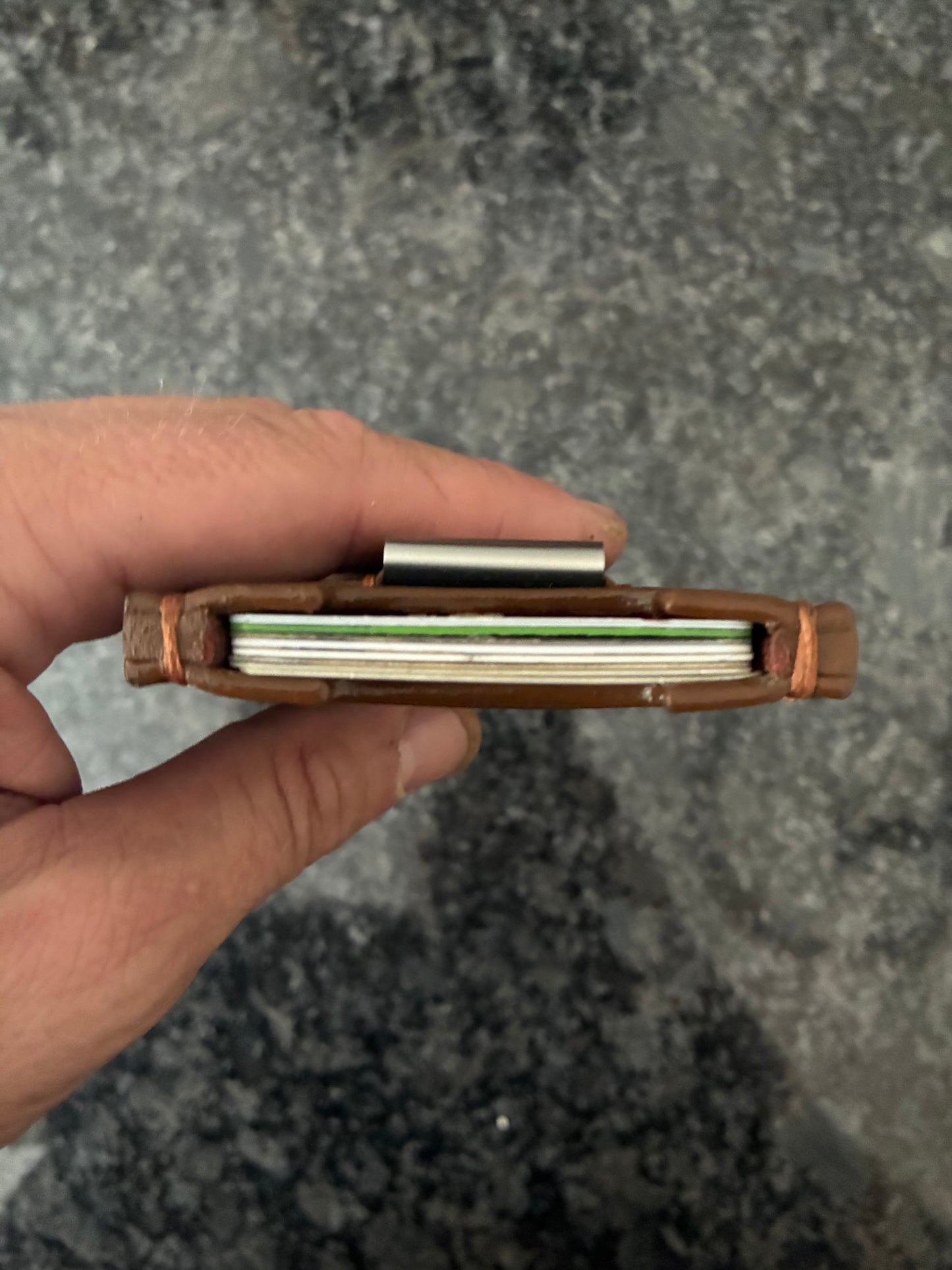 Crazy Horse water buffalo leather minimalist/money clip wallet with RFID blokcer
