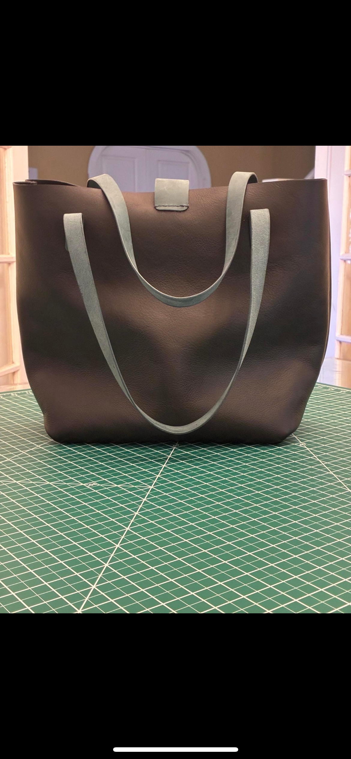 Large handmade leather tote bag