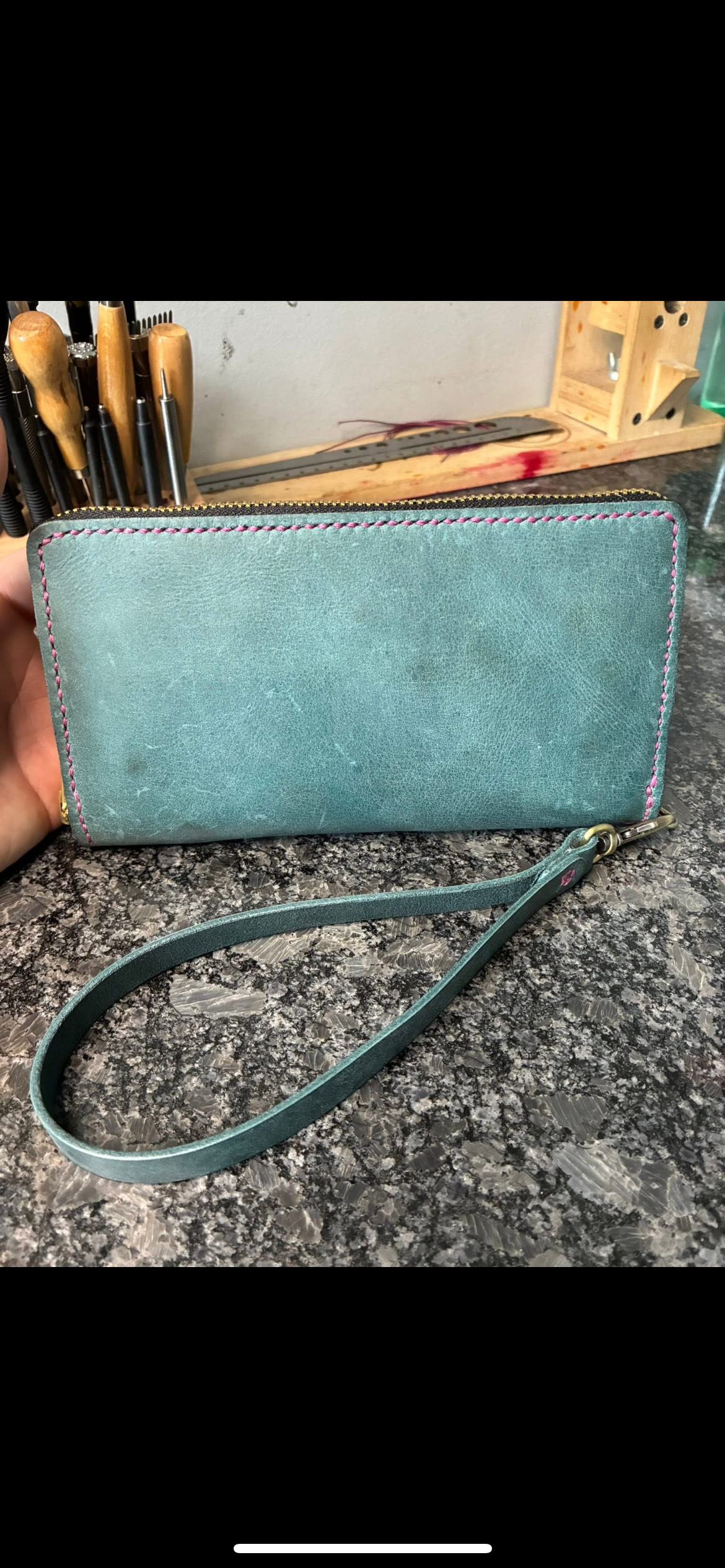 womens zippered clutch wallet with RFID blocker