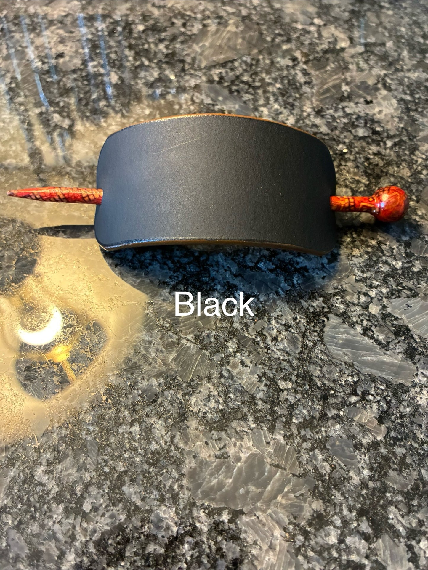 Crazy Horse water buffalo leather hair barrettes