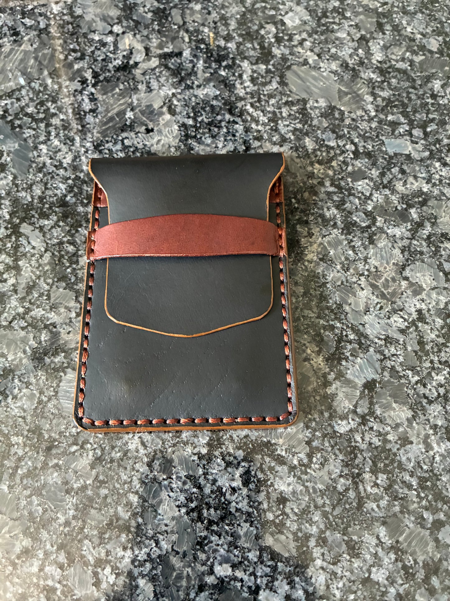 Crazy Horse water buffalo flip top minimalist leather wallet
