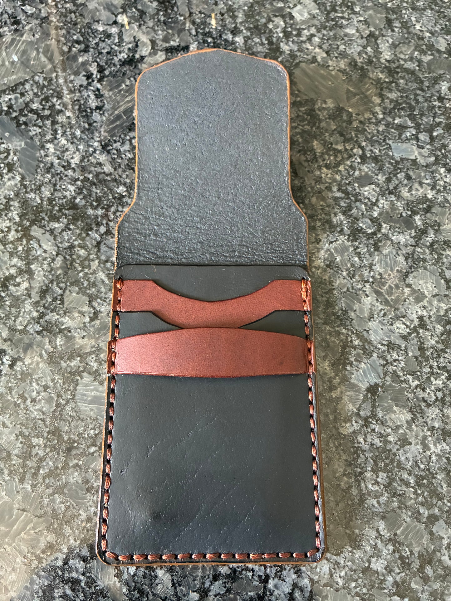 Crazy Horse water buffalo flip top minimalist leather wallet