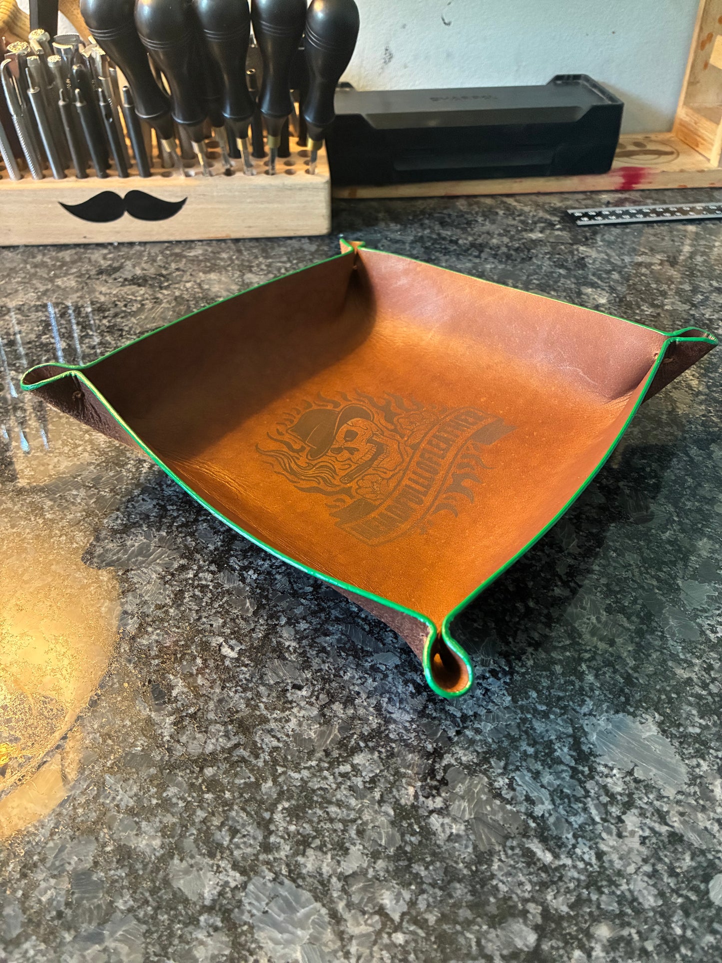 Crazy Horse water buffalo leather valet trays/NO extra charge on engraving