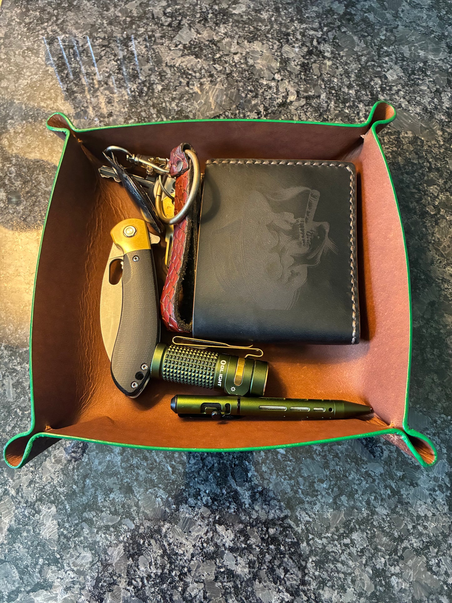 Crazy Horse water buffalo leather valet trays/NO extra charge on engraving