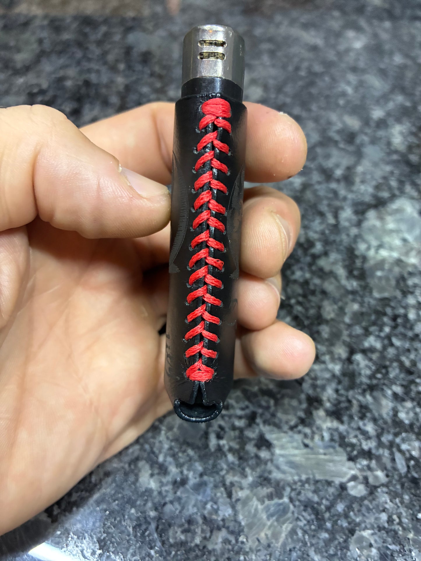 Baseball hand stitched leather lighter case