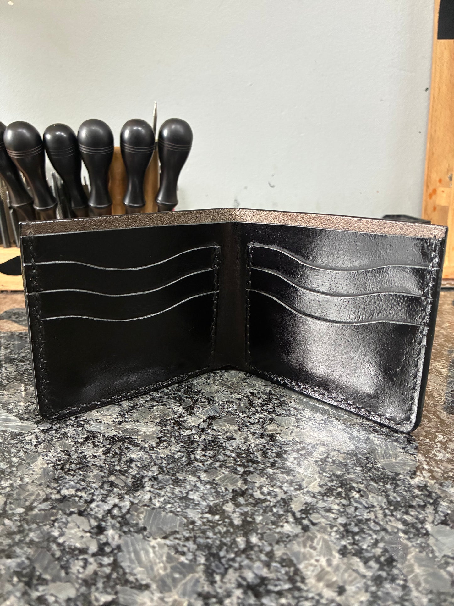 Handmade Crazy Horse water buffalo leather bifold wallet