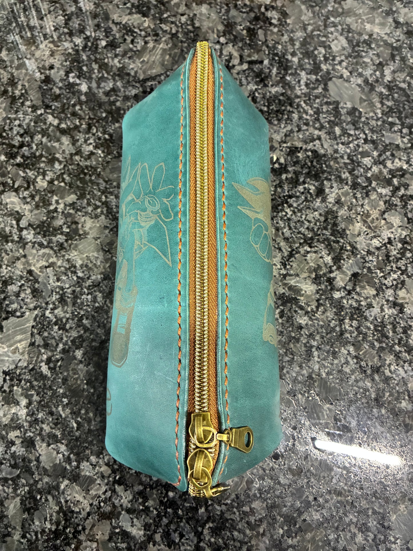 Zippered leather pencil case