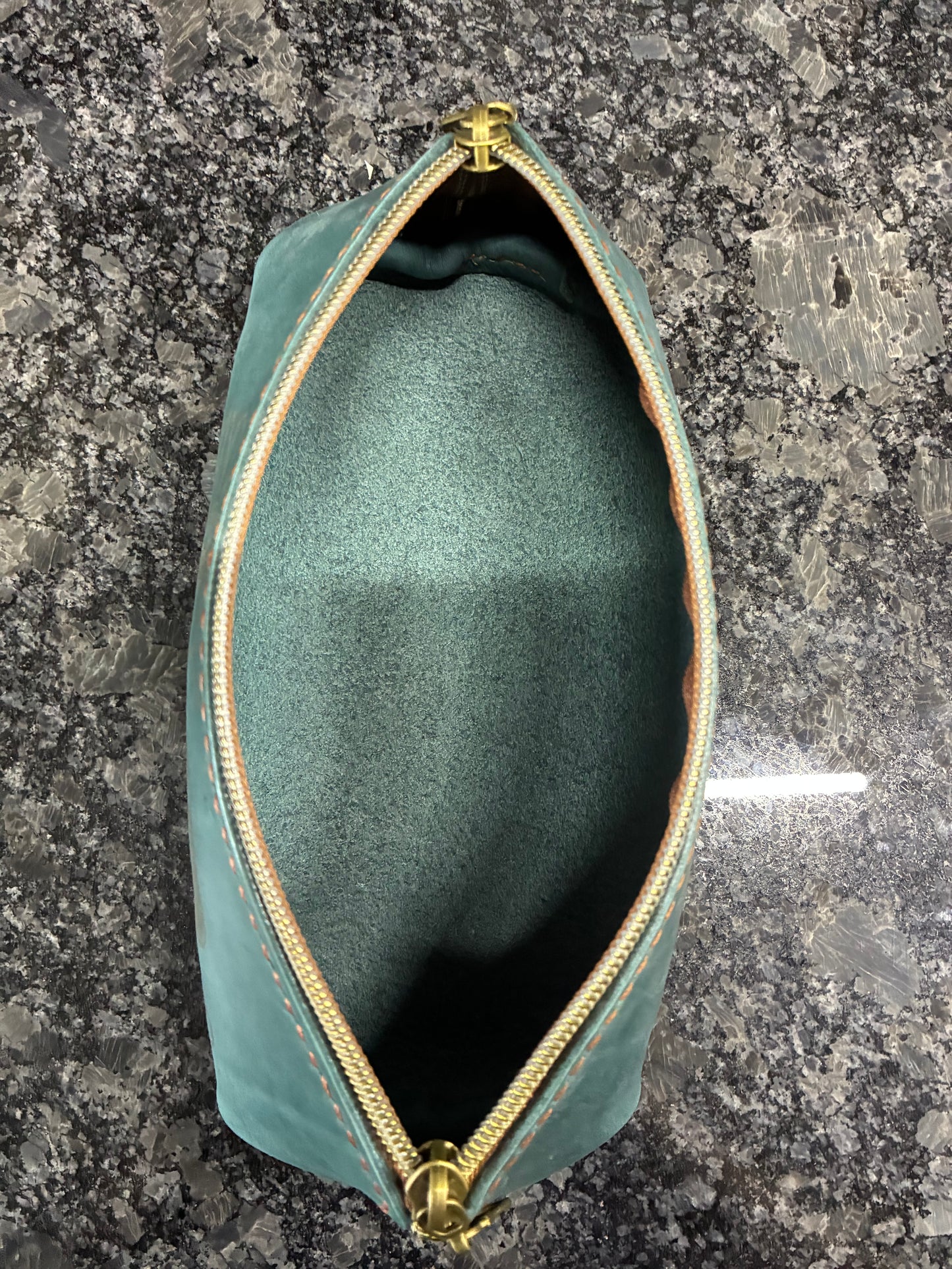 Zippered leather pencil case
