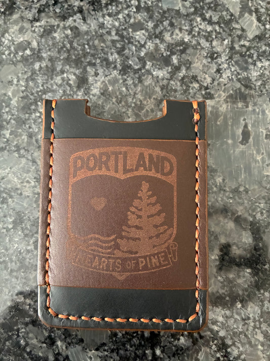 Crazy Horse water buffalo leather minimalist/money clip wallet with RFID blokcer