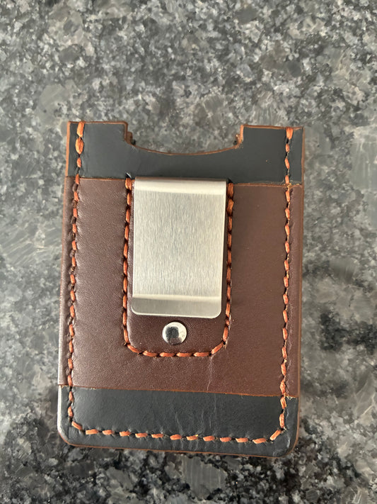 Crazy Horse water buffalo leather minimalist/money clip wallet with RFID blokcer