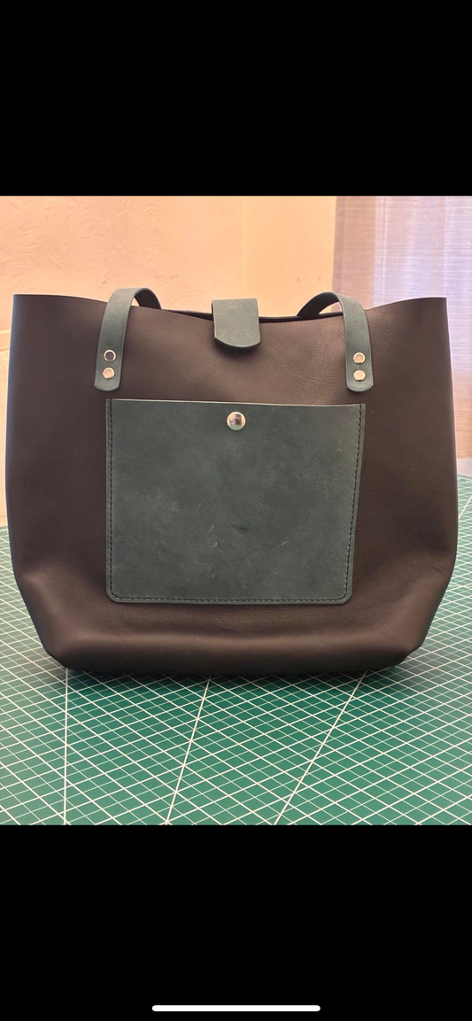 Large handmade leather tote bag
