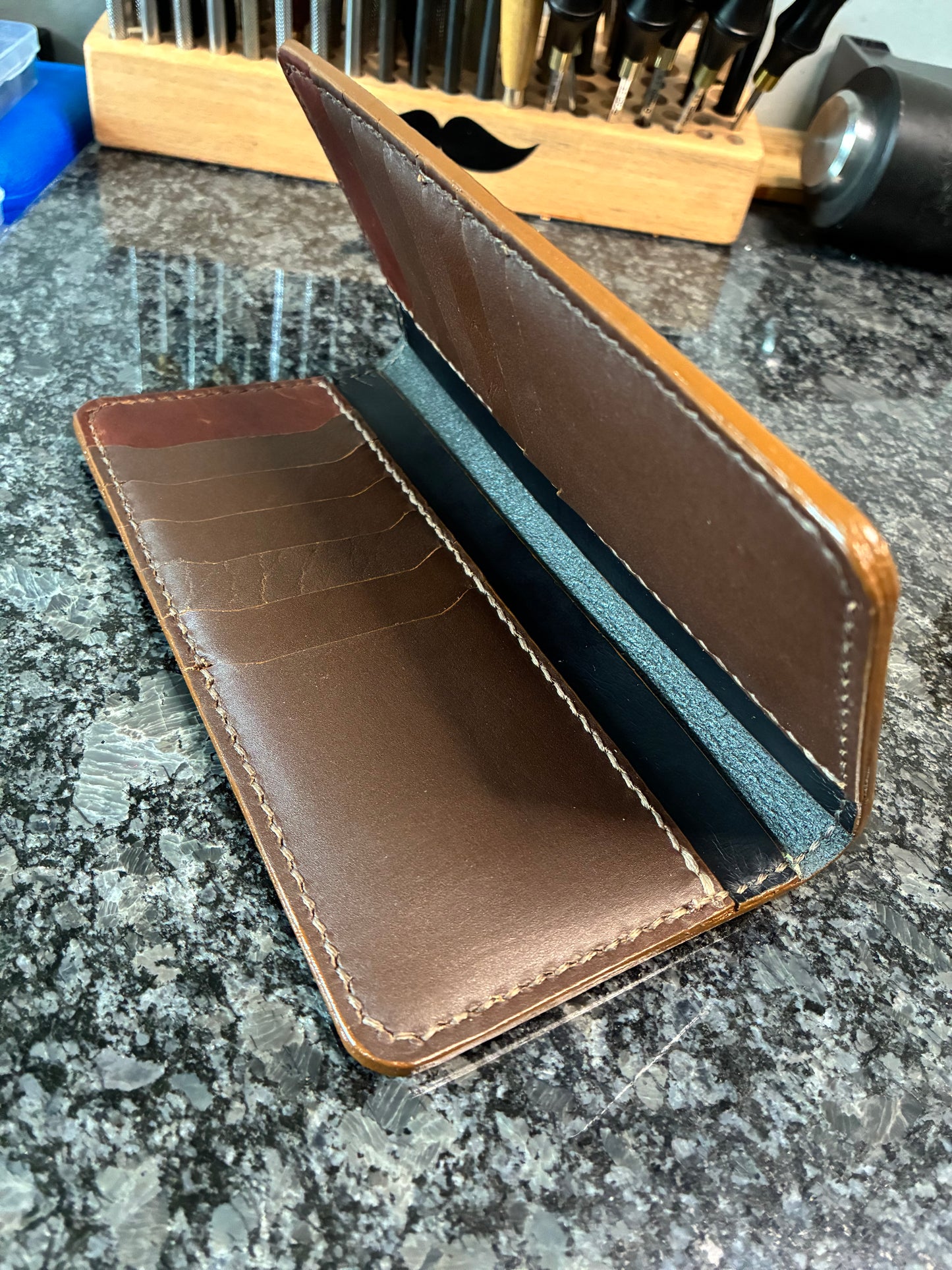 Crazy Horse water buffalo 12 card pocket leather long wallet