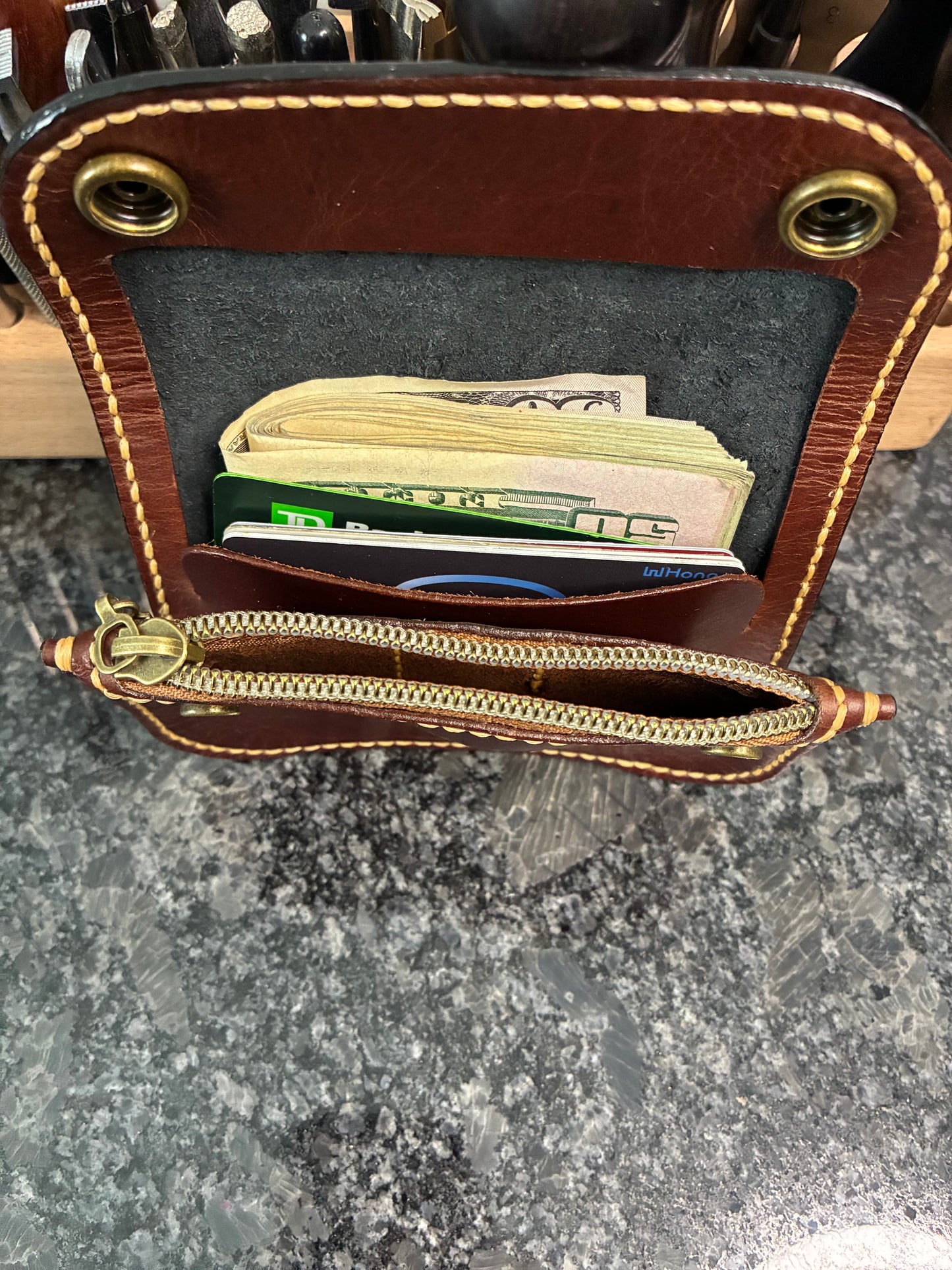 Leather trucker wallet