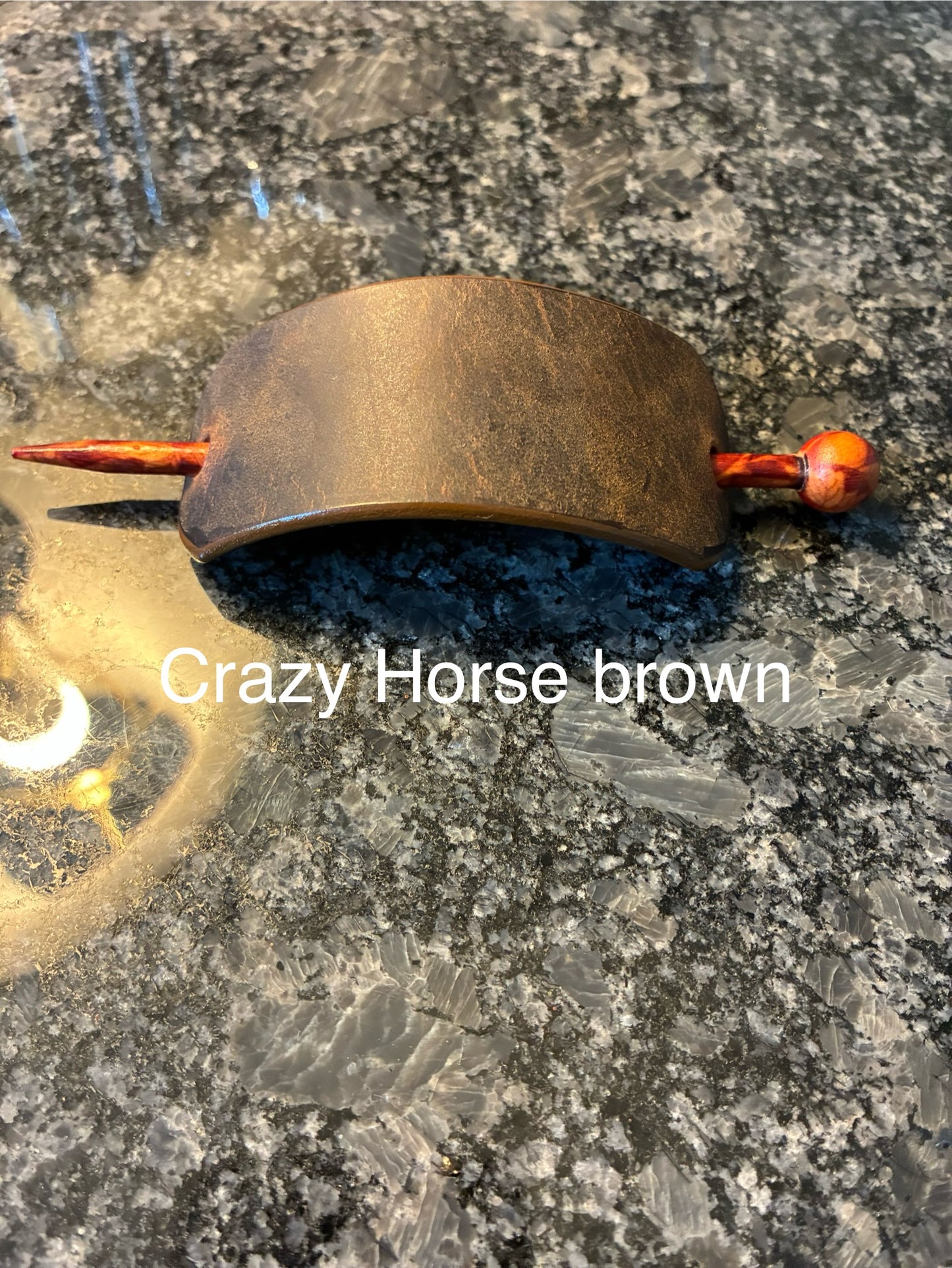 Crazy Horse water buffalo leather hair barrettes