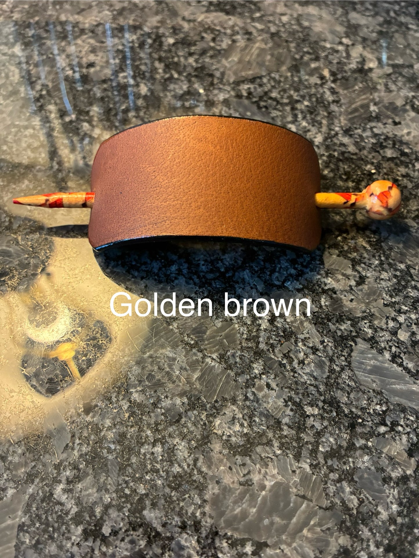 Crazy Horse water buffalo leather hair barrettes
