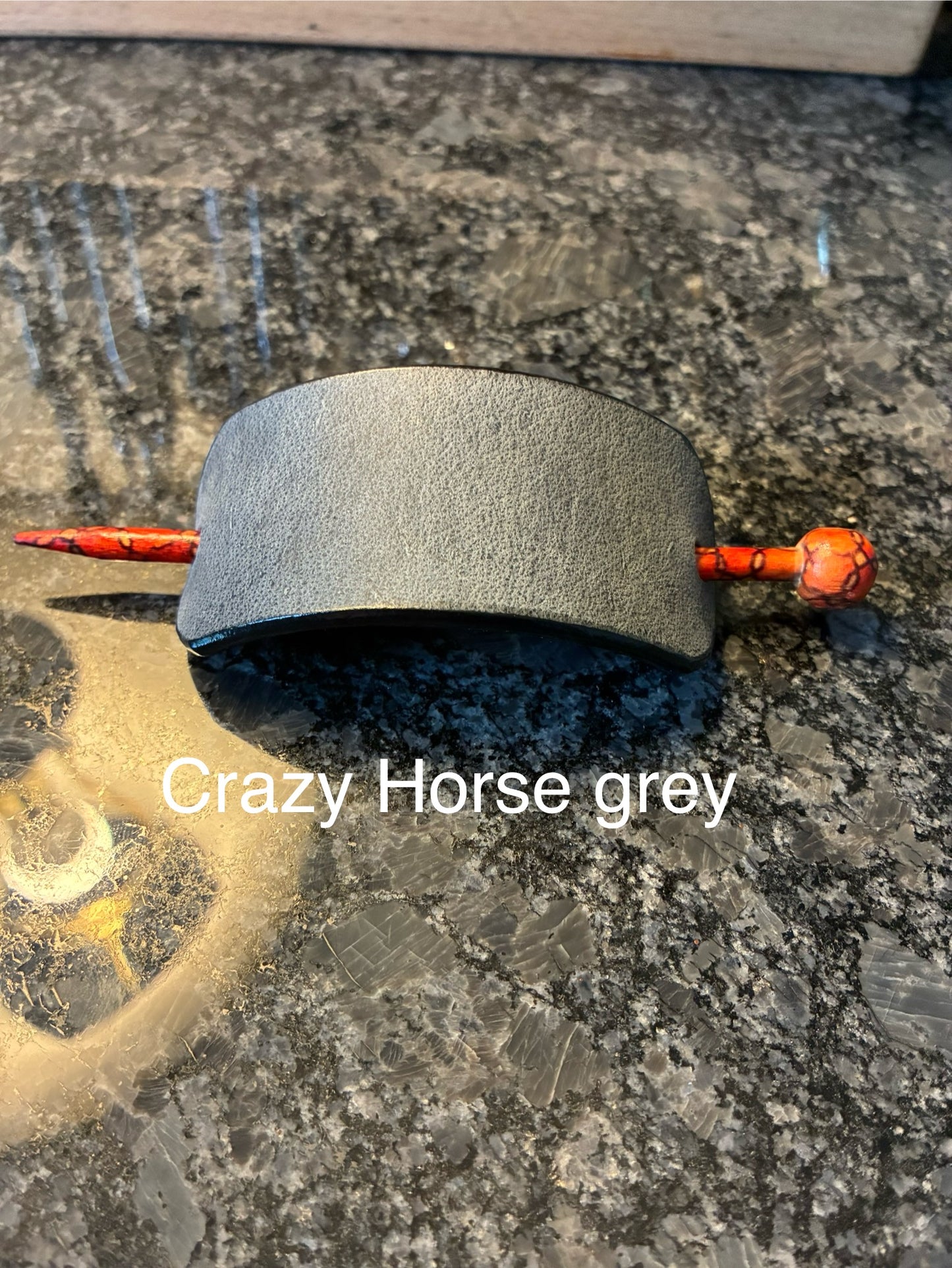 Crazy Horse water buffalo leather hair barrettes