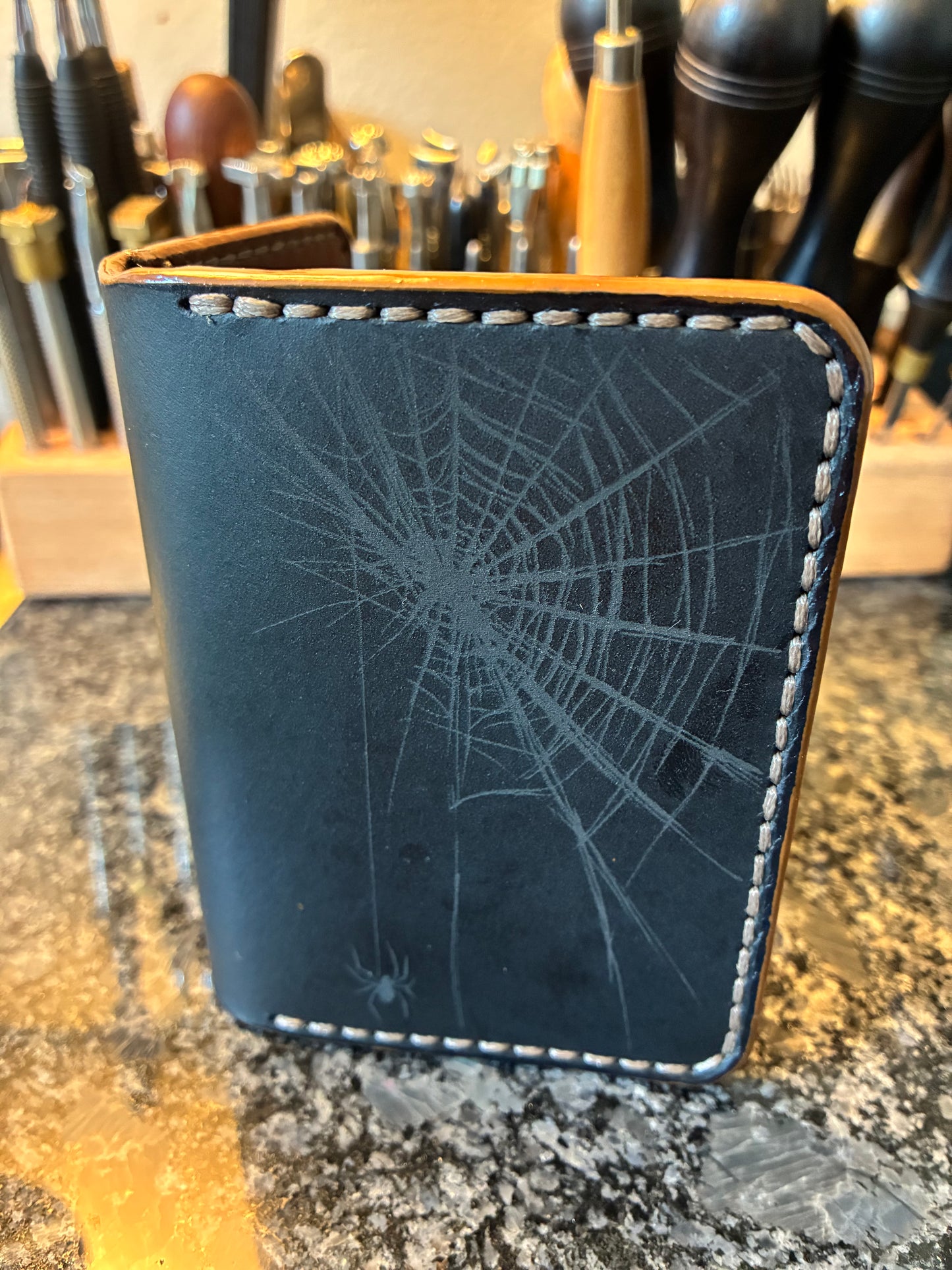 Crazy Horse water buffalo leather slim-fold wallet