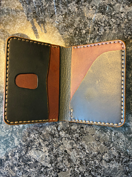 Crazy Horse water buffalo leather slim-fold wallet