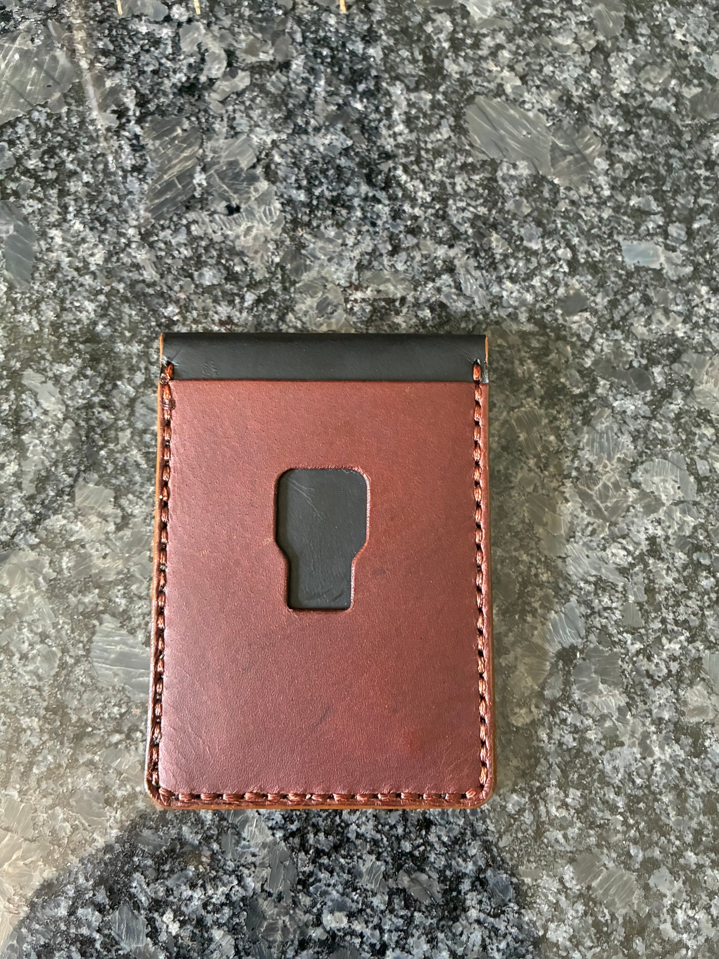 Crazy Horse water buffalo flip top minimalist leather wallet