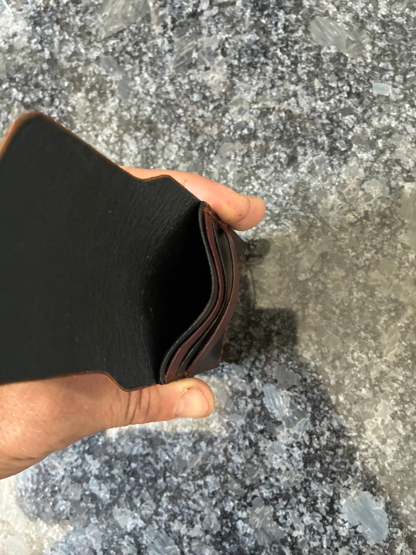 Crazy Horse water buffalo flip top minimalist leather wallet