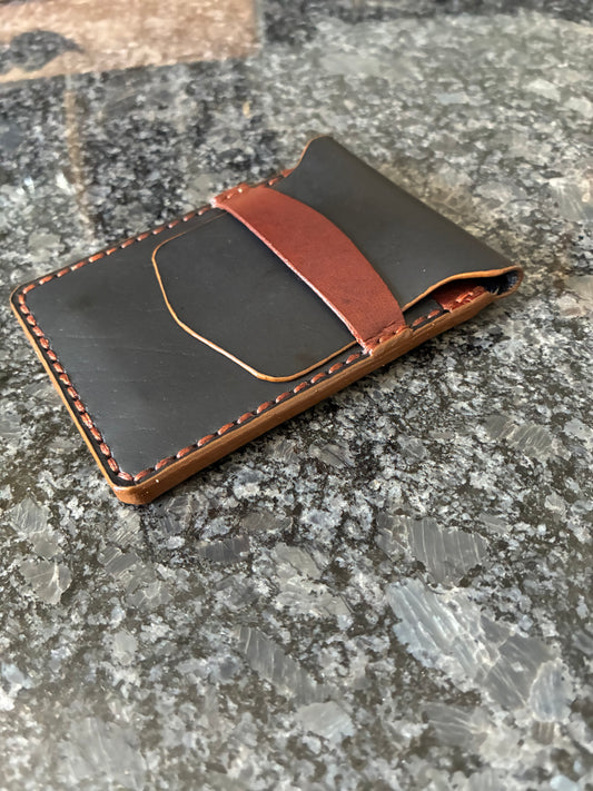 Crazy Horse water buffalo flip top minimalist leather wallet