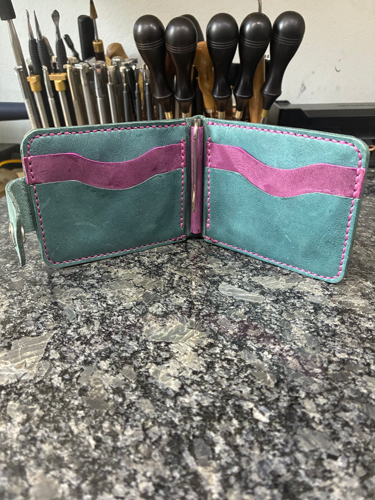 Handmade leather bifold wallet/money clip
