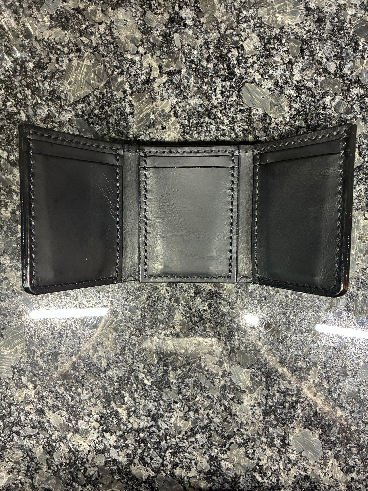Handmade Crazy Horse water buffalo leather trifold wallet