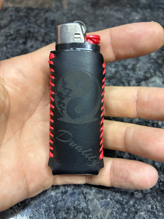 Baseball hand stitched leather lighter case