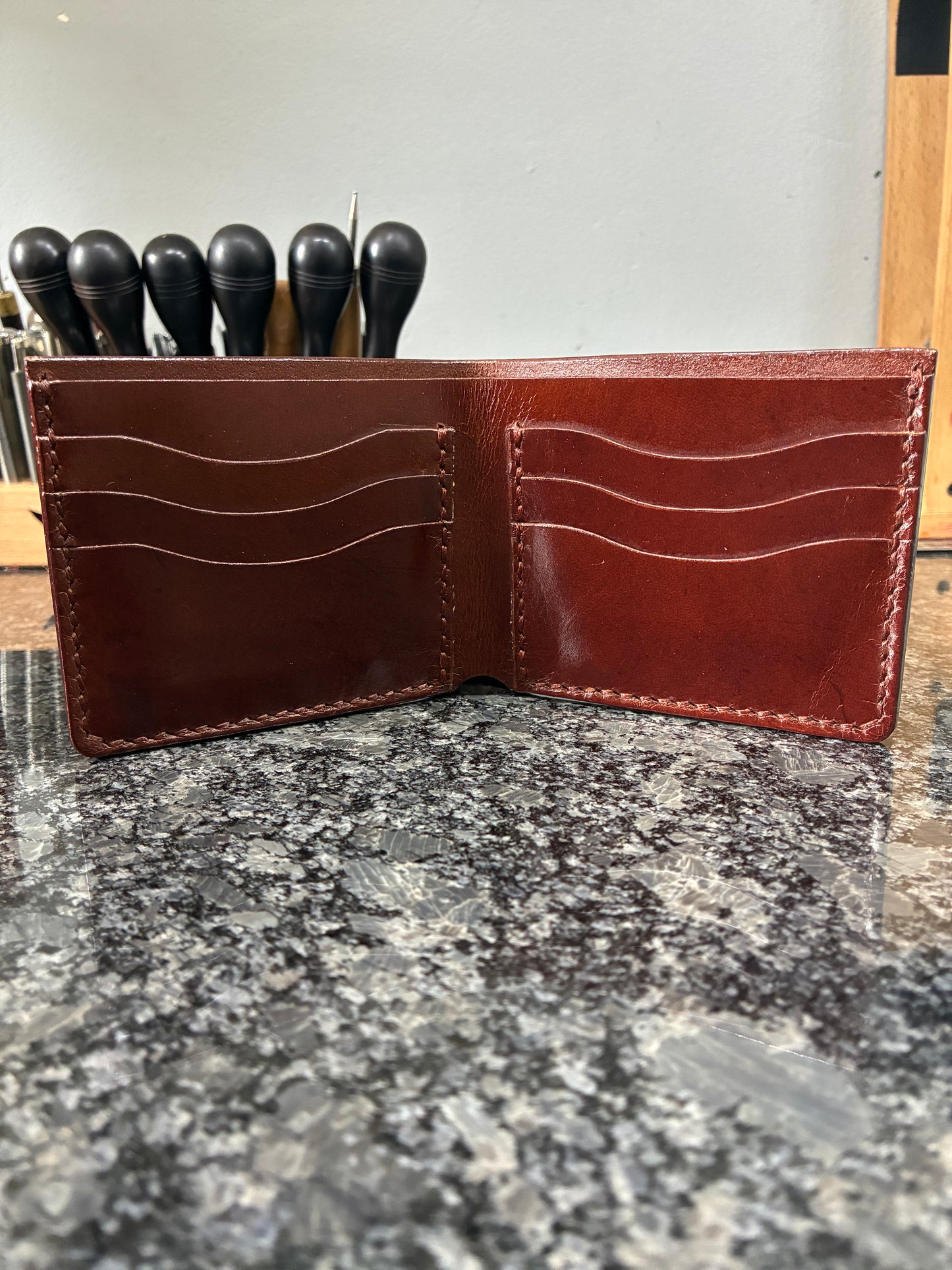 Handmade Crazy Horse water buffalo leather bifold wallet