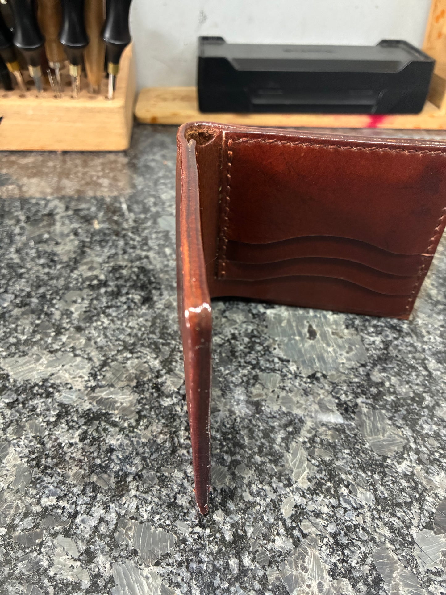 Handmade Crazy Horse water buffalo leather bifold wallet