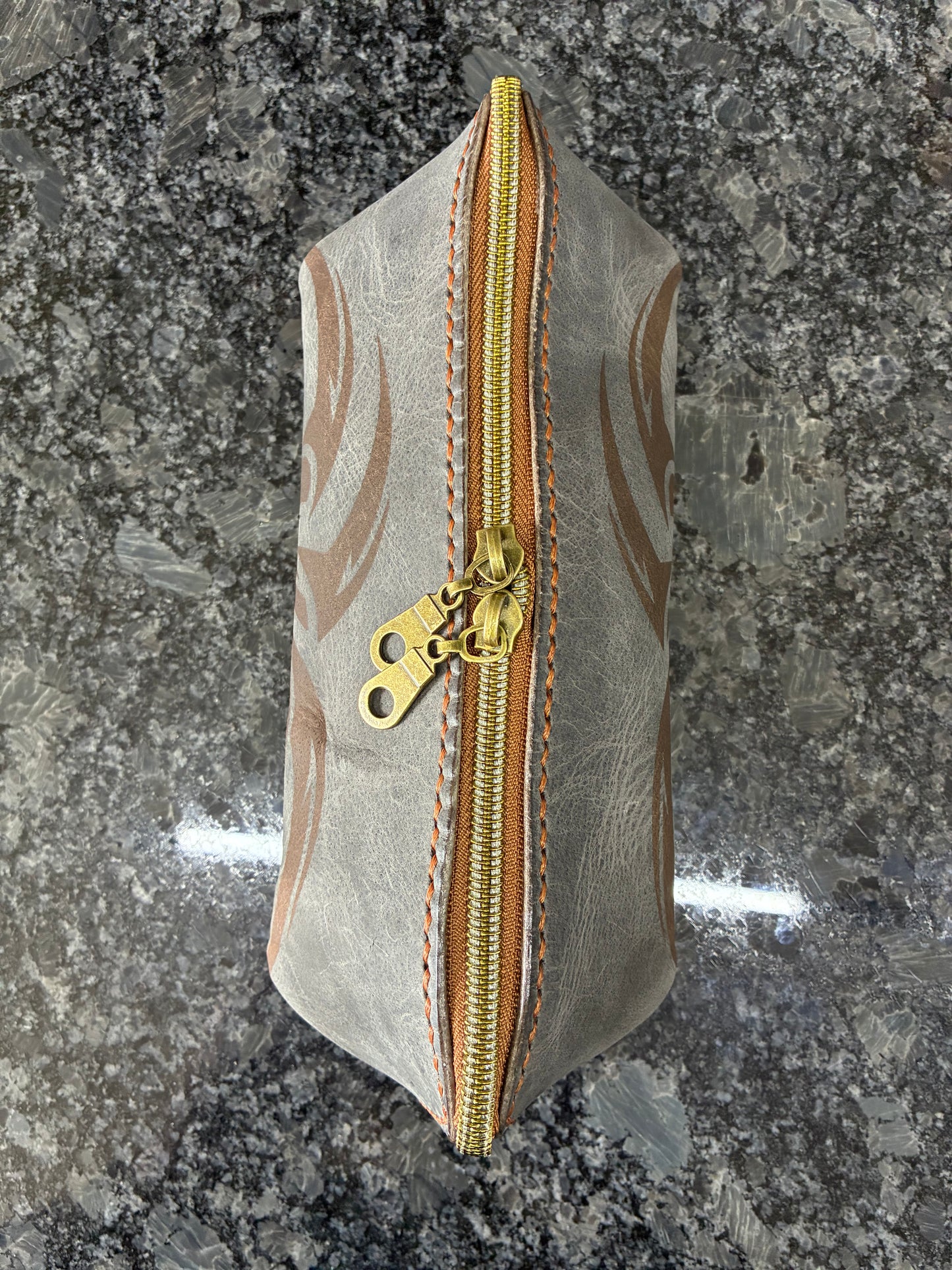 Zippered leather pencil case