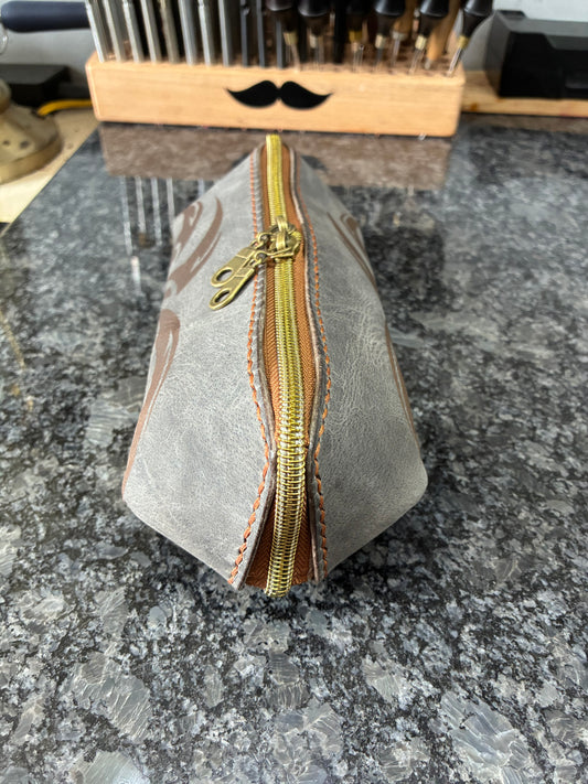 Zippered leather pencil case