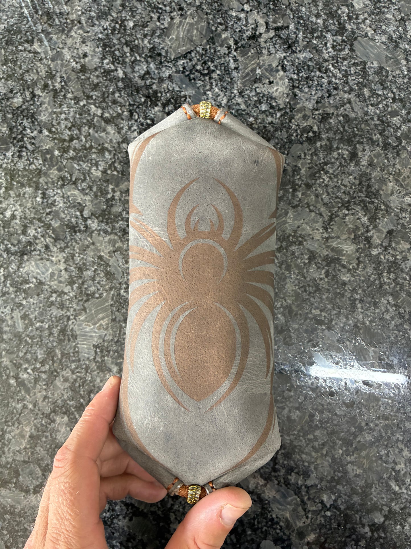 Zippered leather pencil case