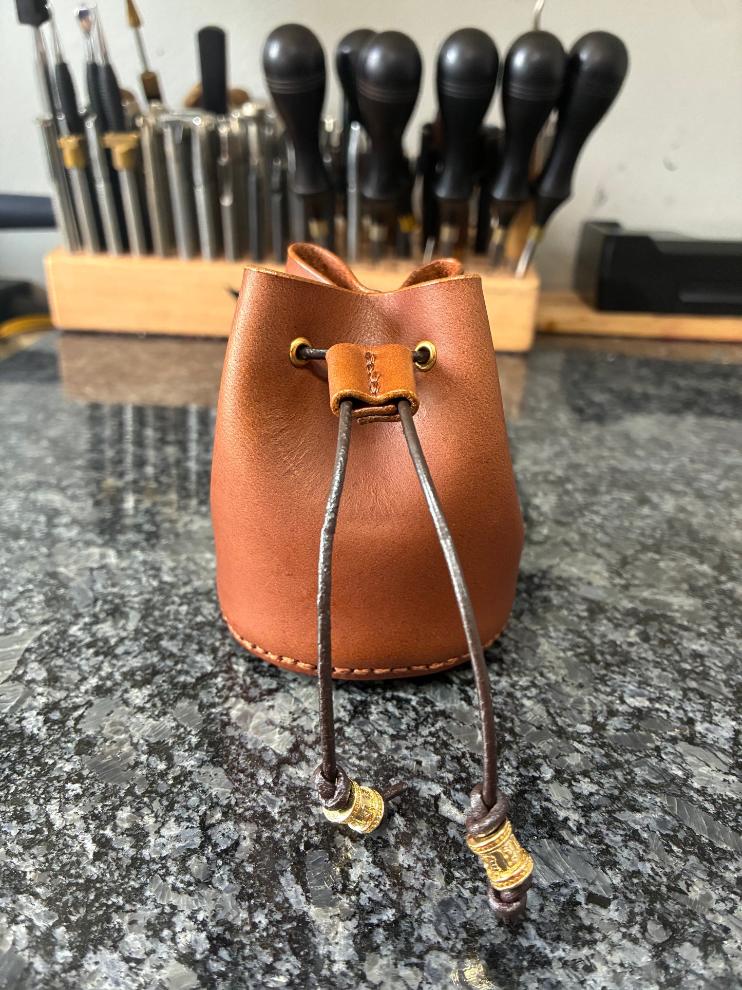 Leather dice bag